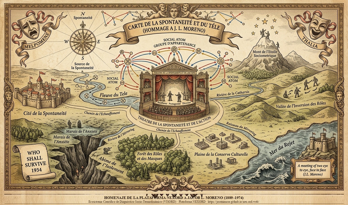 Figure 1: Carte de la Spontanéité et du Télé by Jacob L. Moreno (1934)